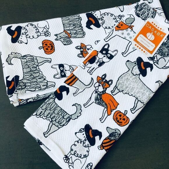 Halloween Costume Dogs Kitchen Dog Print Dish Towels Set - Picture 3 of 3